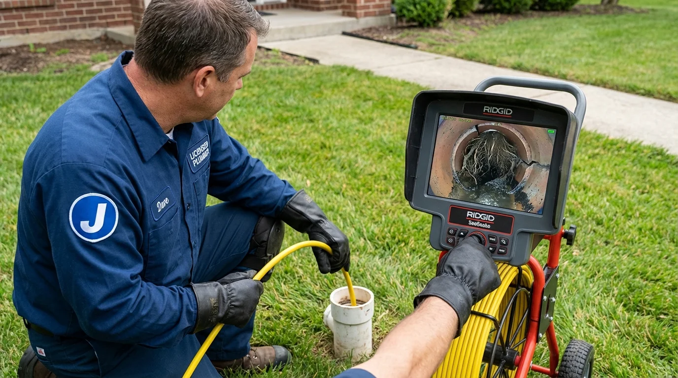 Sewer camera inspection being performed by Johns Plumbing LLC in Deposit