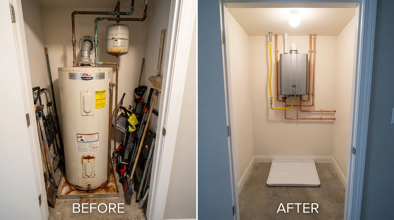 Tank water heater versus wall-mounted tankless unit comparison for Deposit, NY homeowners