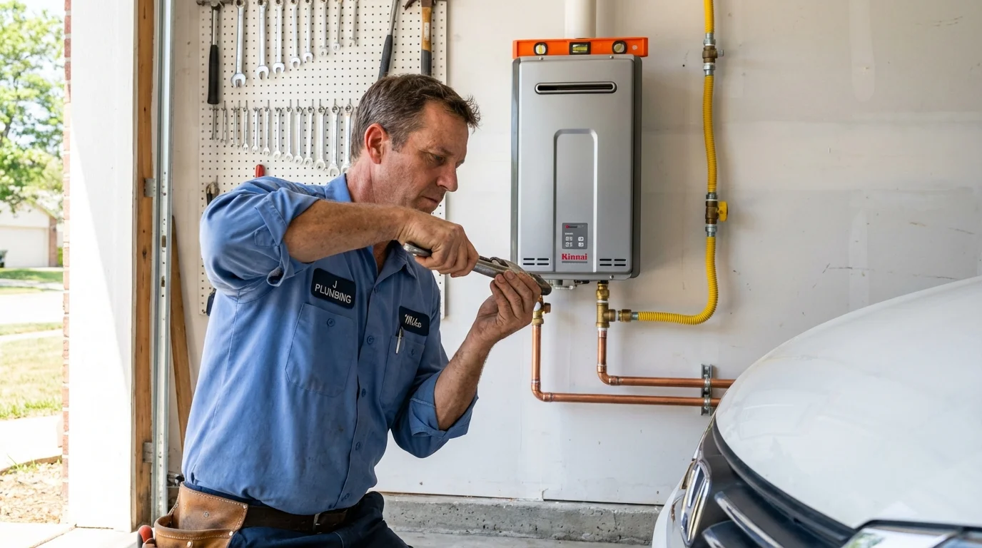 Tankless water heater installation by a Johns Plumbing LLC plumber in Deposit